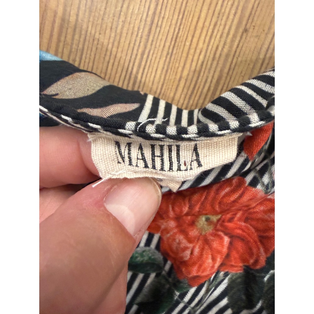 MAHILA by Tolani Annie Botanic Dress Maxi Mixed Print Tie Front Long Sleeve S - Picture 5 of 8